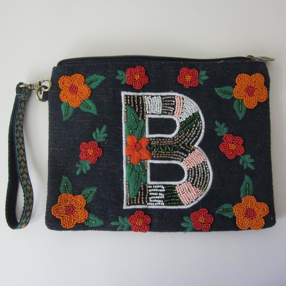 New America & Beyond Monogram Clutch Wristlet Bag Beaded "B" Monogram - Picture 1 of 5